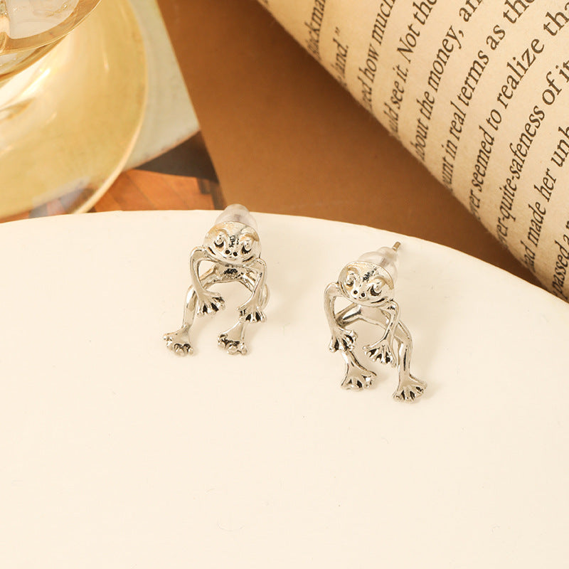 Personalized Punk Frog Stud Earrings Removable Three-dimensional Animal